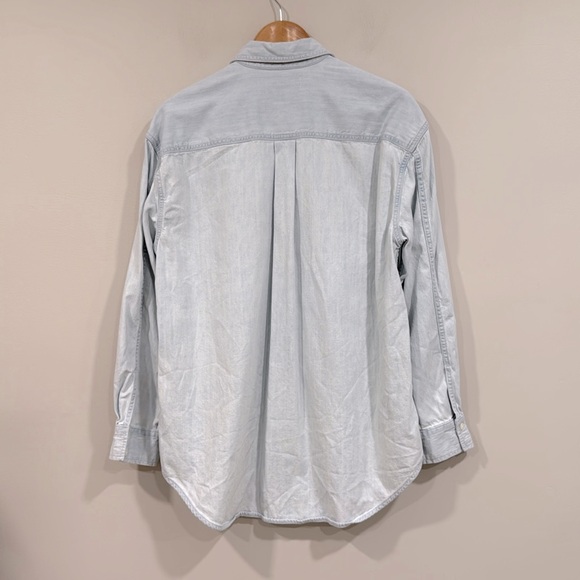 Madewell Alexa Chung Light Blue Oversized Long Sleeve Button Denim Shirt S NWT - Picture 4 of 5